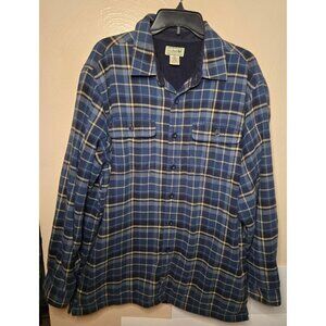 LL Bean Men's Fleece Lined Flannel Shirt Button Up Jacket Size Large Outdoors